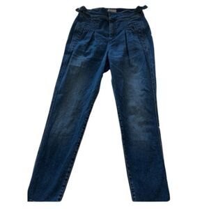 Colovos Box Pleat jeans in a medium fade wash with adjustable side tabs size 4
